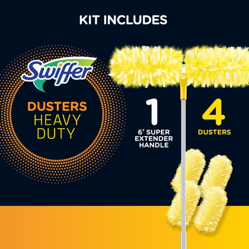 Kit plumero resistente mango extensible 1 mango 4 plumeros