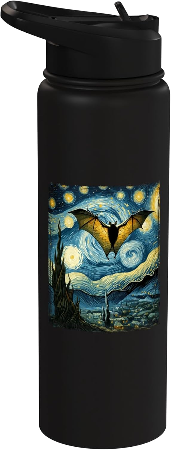 Bottella de agua aislada estilo Van Gogh Starry Night en acero inoxidable