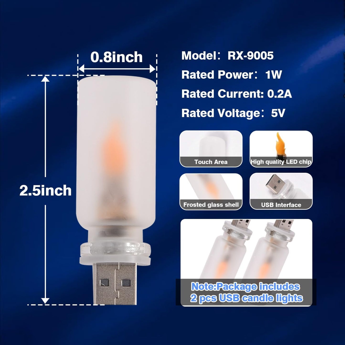 Lámpara efecto llama USB portátil con control remoto paquete 2