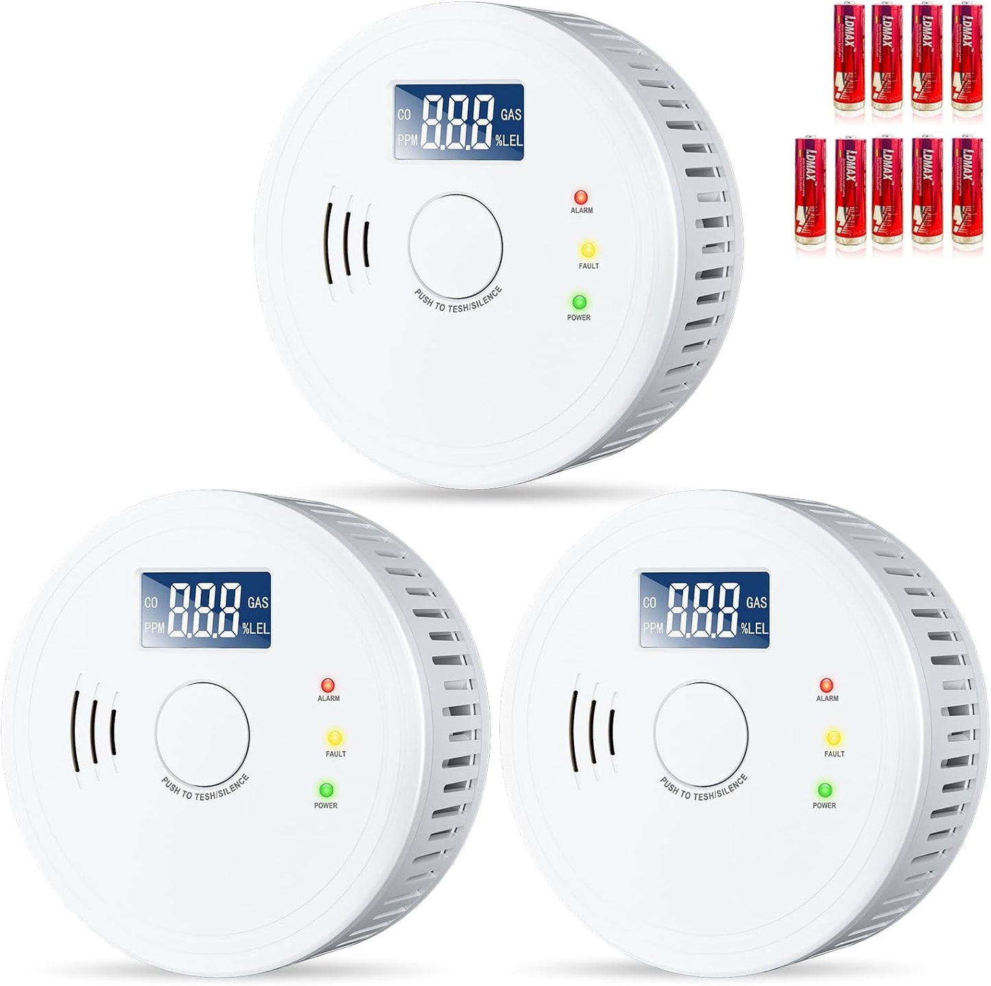 Detector humo y CO 2en1 con pantalla LCD y alertas de voz