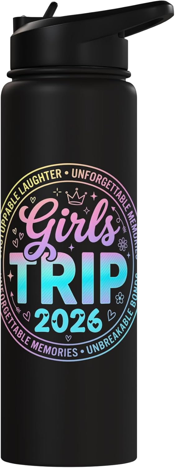 Botella de agua acero inoxidable aislada para chicas viaje fin de semana