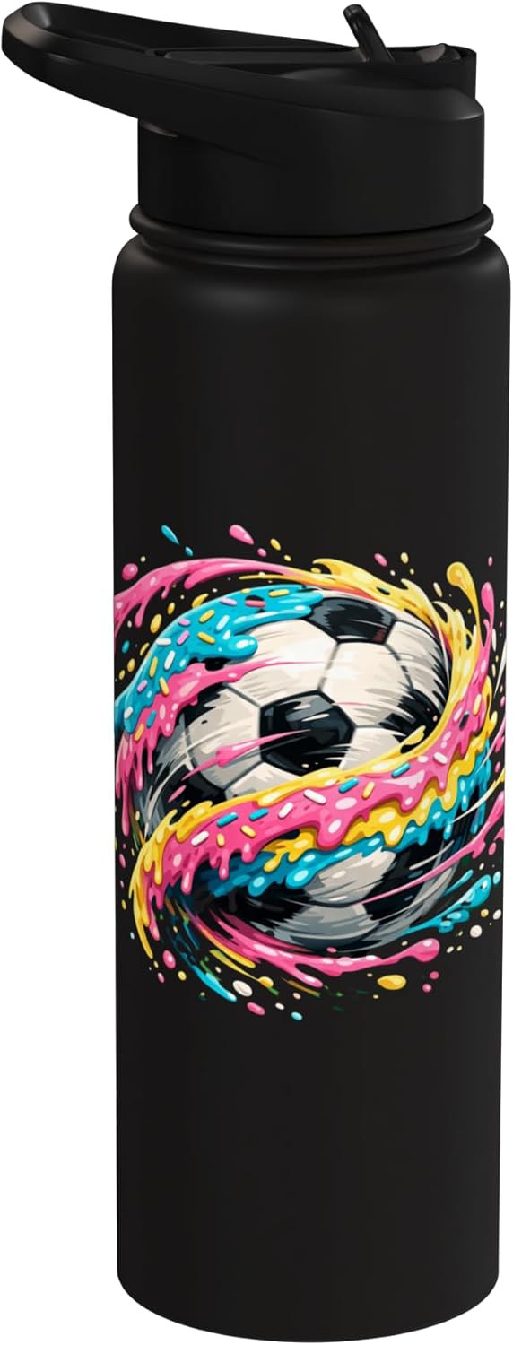 Botella de agua acero inoxidable para niños con gotas y brilladores