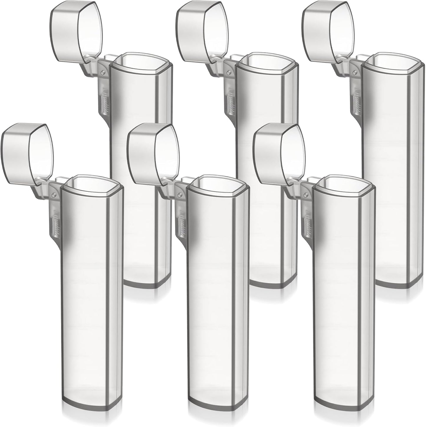 6 Soportes Palillos Dientes Portátiles Gris Transparente