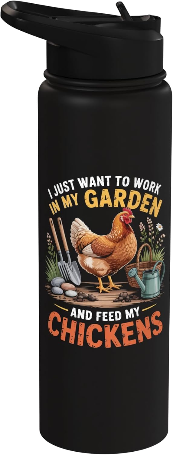 Botella de agua acero inoxidable aislada para jardinería y gallinas