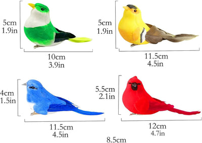 5 Pzas Pájaros Artificiales Decorativos Realistas Jardín Navidad