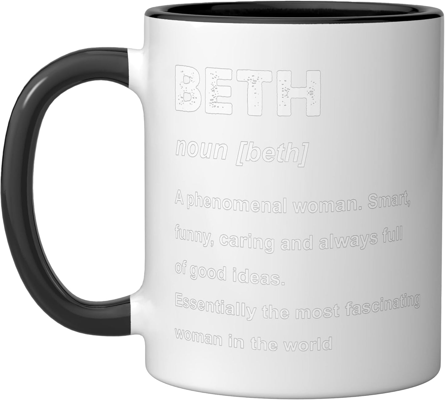 Taza cerámica Beth Name negra/blanca