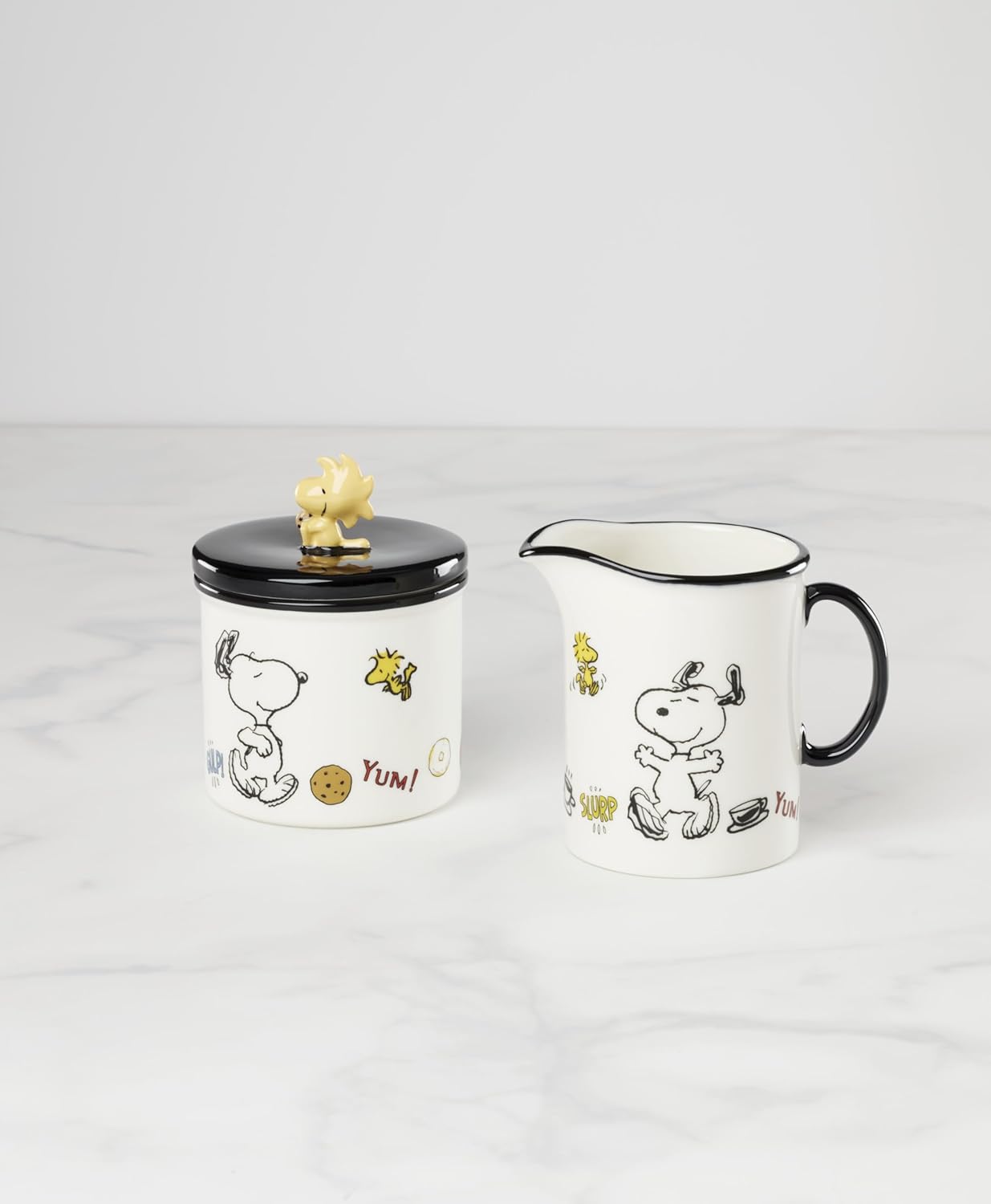 Juego 2 Pzas Azúcar y Crema Porcelana Diseño Chef Snoopy