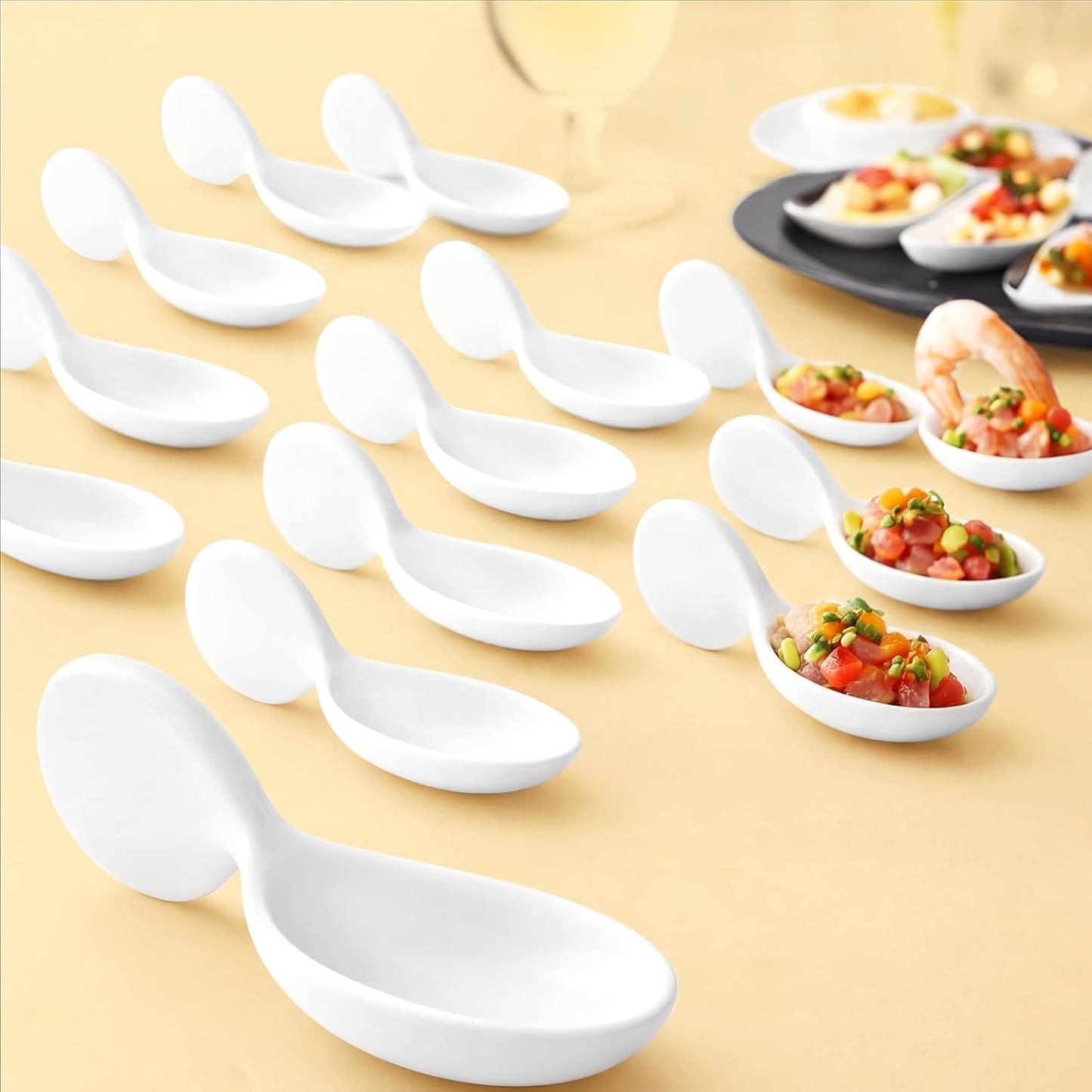Cucharas de porcelana en forma de pescado paquete de 12