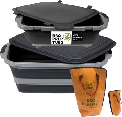 Juego de tinas de barbacoa plegables 30L 16L con manta de carne