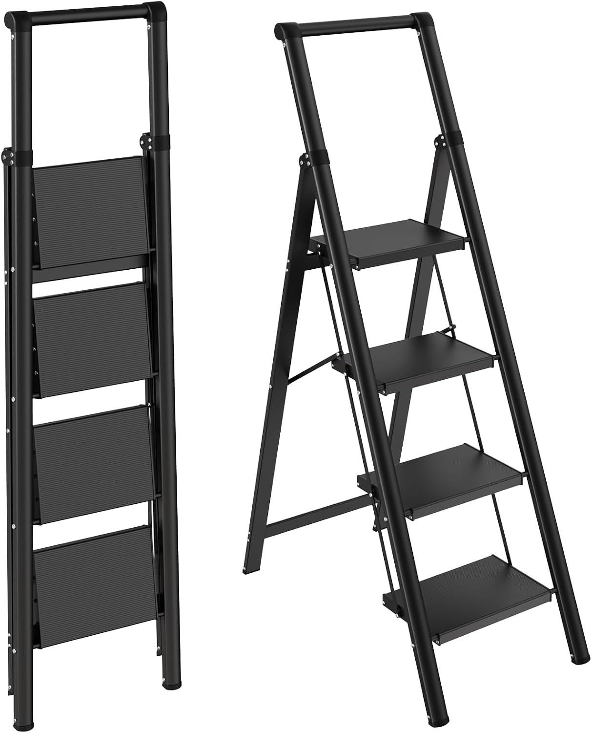 Escalera plegable aluminio 4 escalones antideslizante hogar