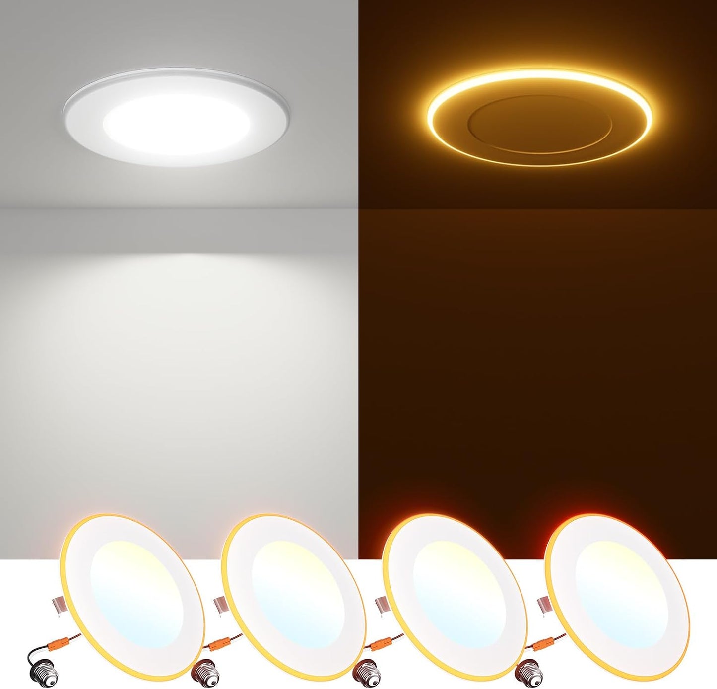 4 Luces LED empotrables 4pulg 2700K-6000K 7W regulable