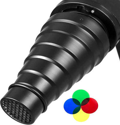 Kit cónico aluminio rejilla panal 5 filtros color para GODOX