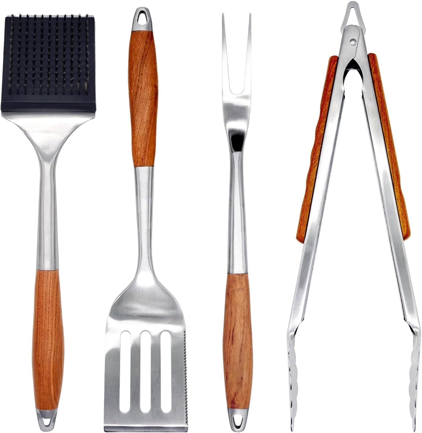 Juego parrilla acero inox con espátula tenedor