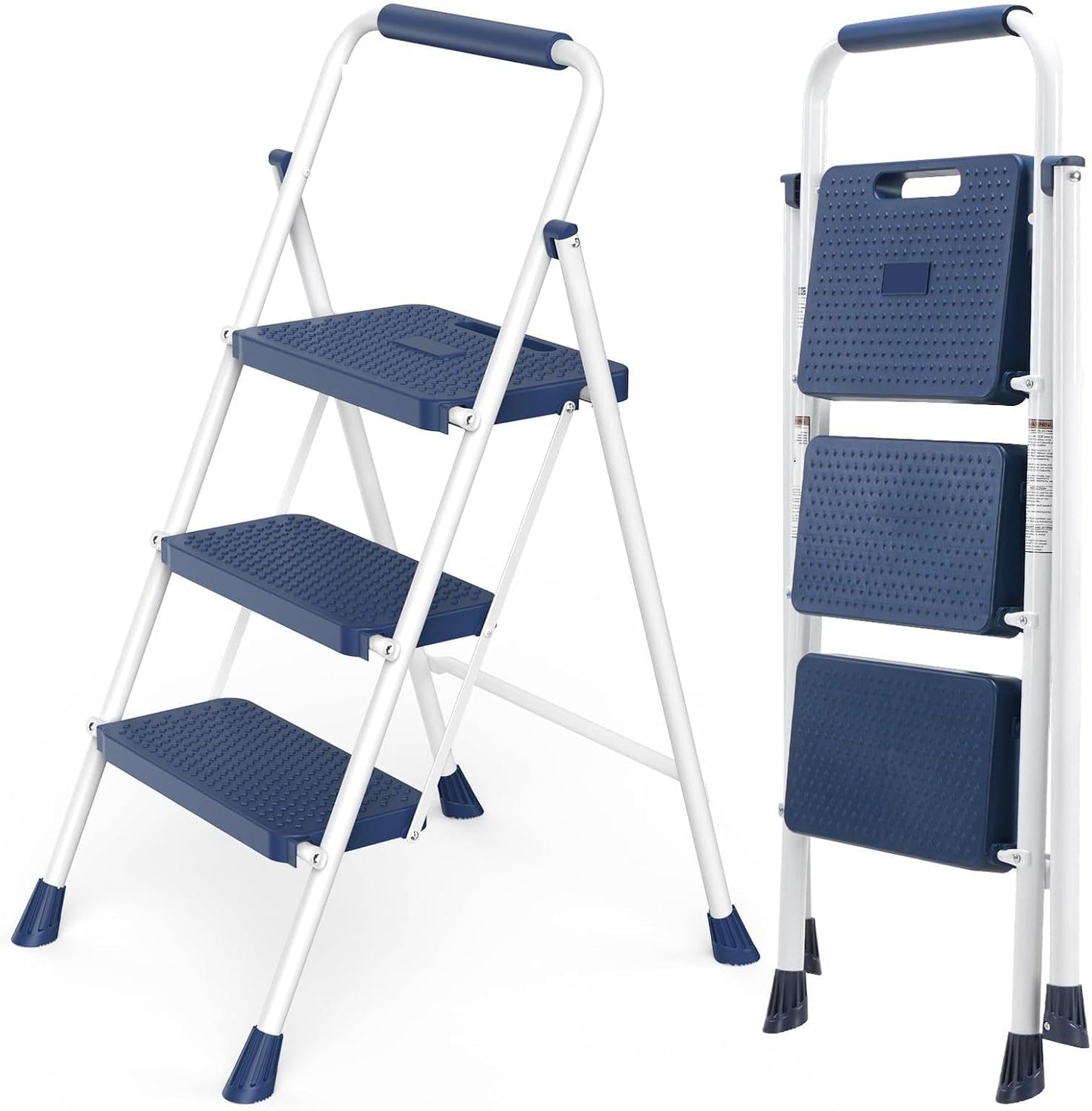 Escalera plegable 3 escalones acero 800lb con pasamanos