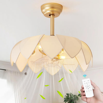 Ventilador techo dorado 20pulg luces candelabro 6 velocidades
