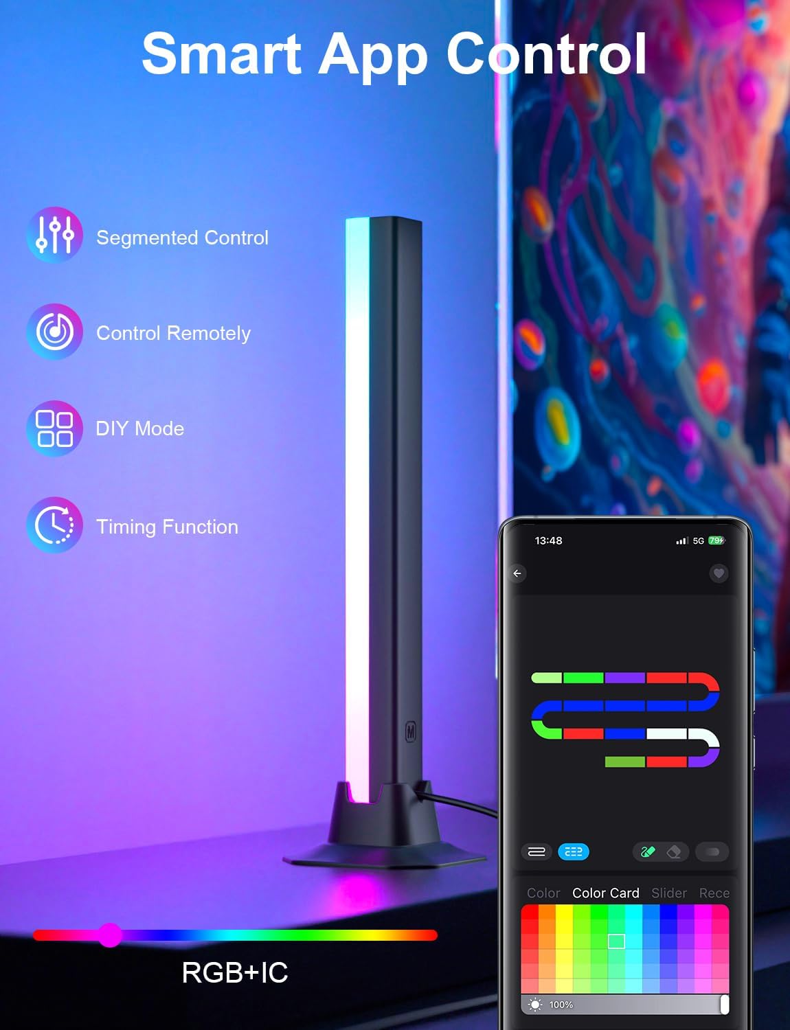 Barra luz LED RGB con control remoto 16M colores