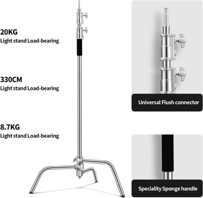 2 Soportes C Acero Inox para Luz Estudio 5-10.8ft