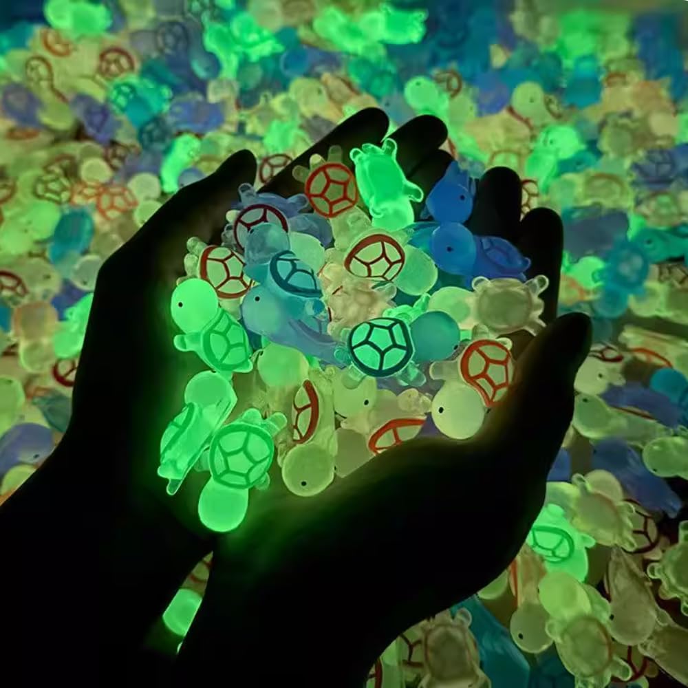 50 Pzas Tortugas Resina Luminosas Mini Figuras