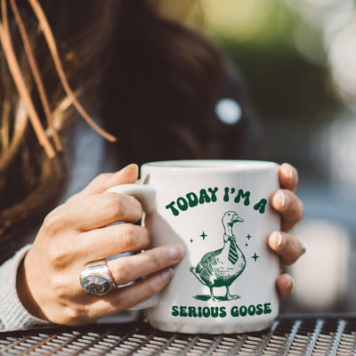 Taza de café divertida Today I Am A Serious Goose regalo para hombre y mujer