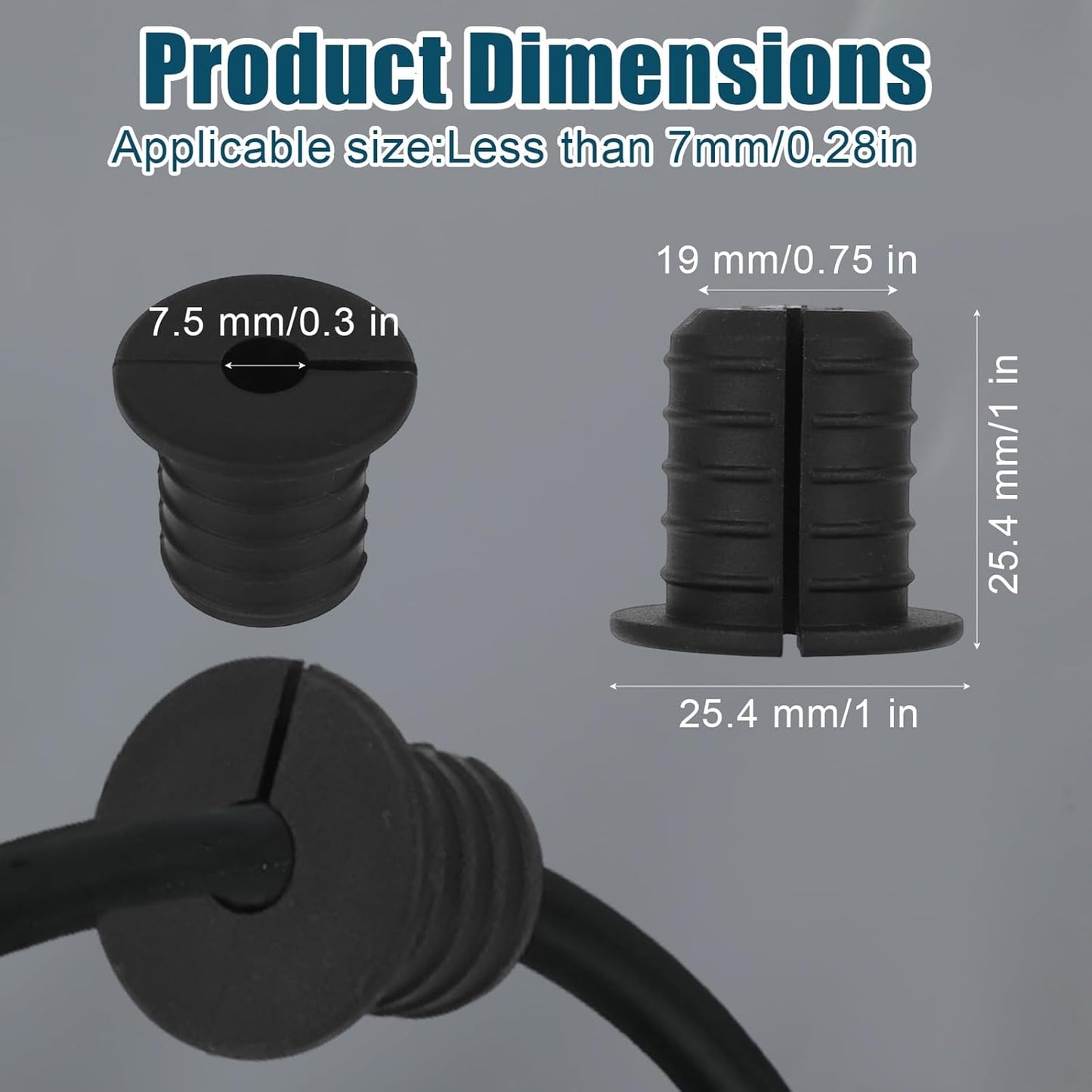 4 Pzas Grommets Silicona Antideslizante para Cables Starlink Negro