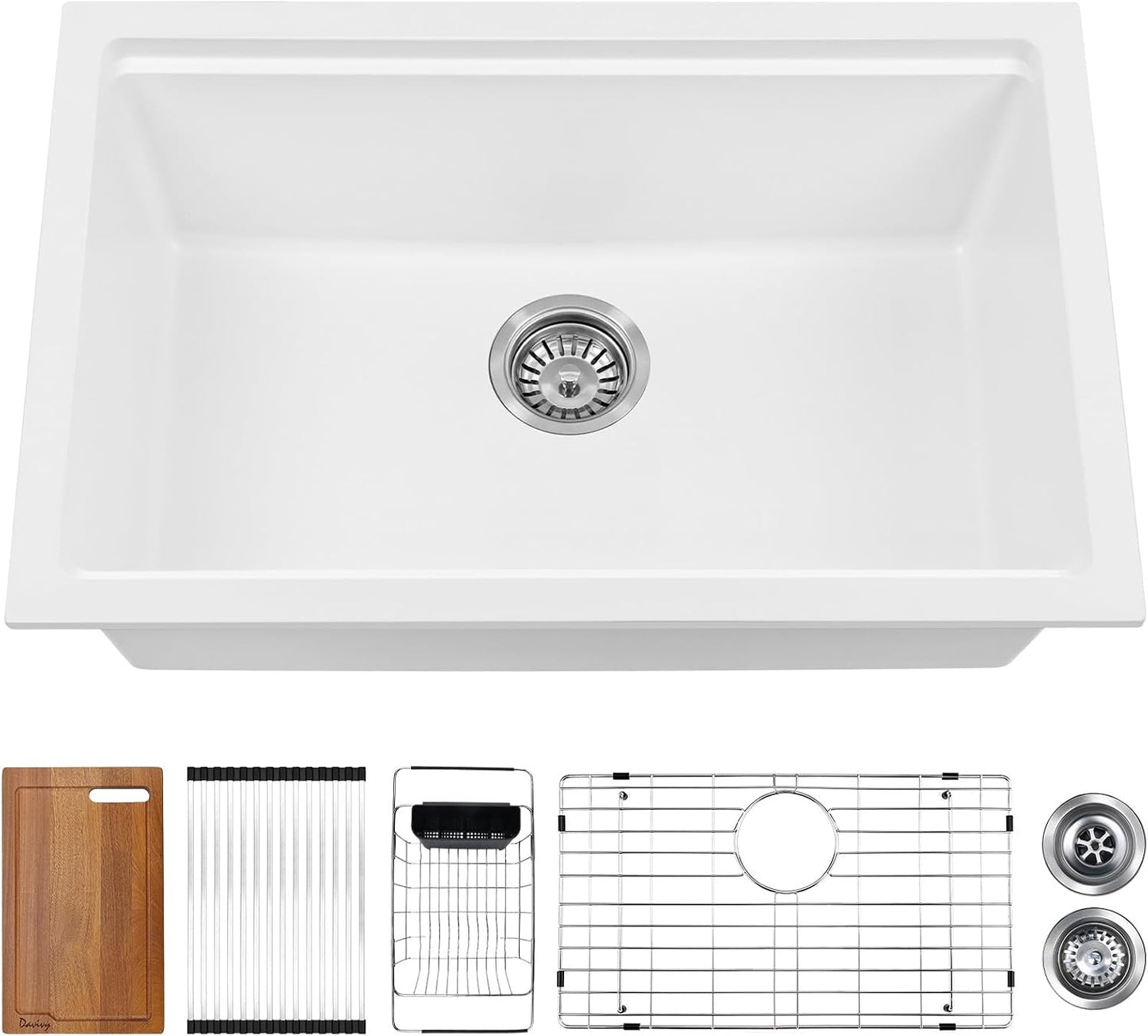 Fregadero cocina blanco 27x18pulg granito doble con cuenco