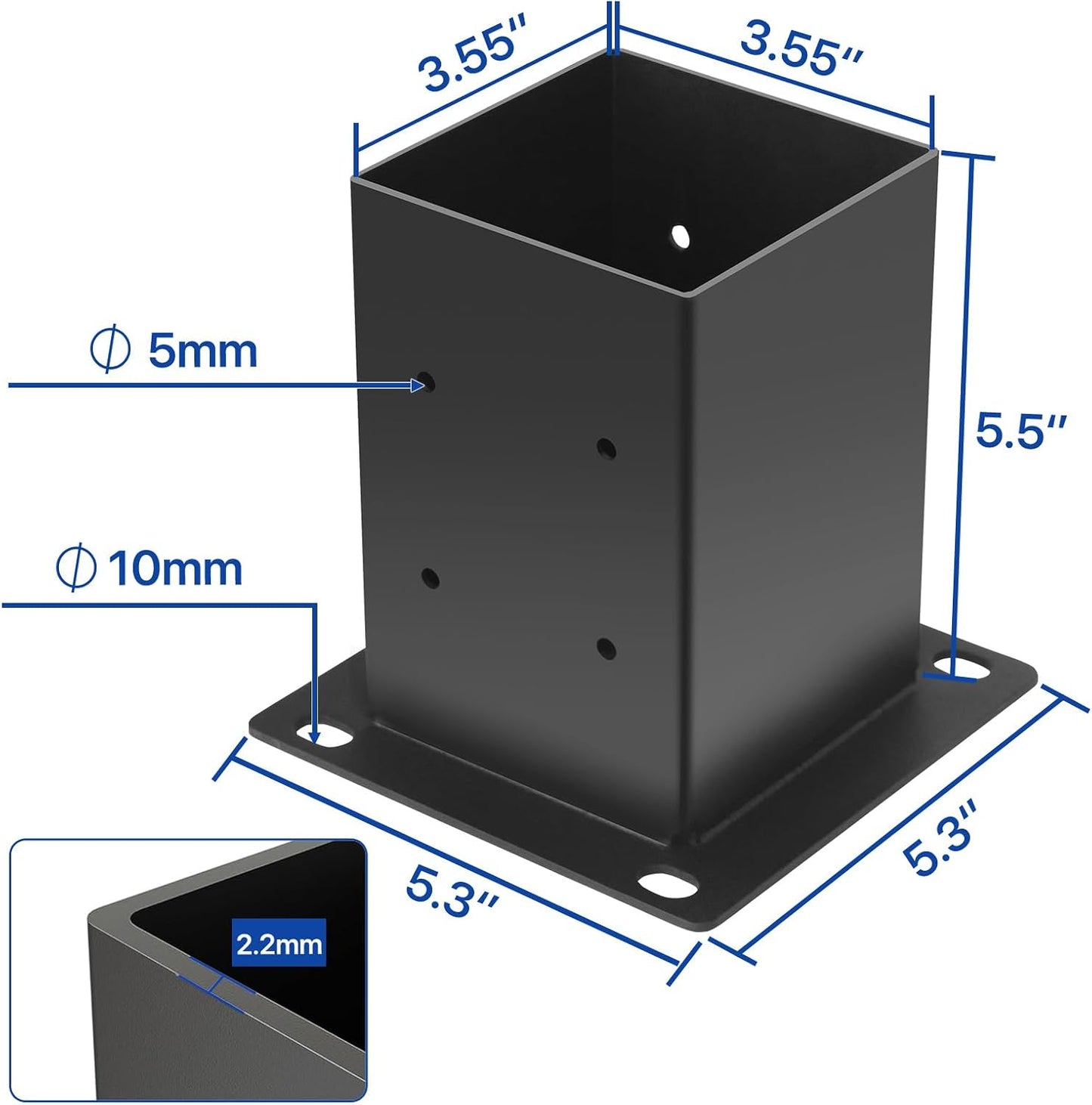 Base poste 4x4 8uds anclajes acero inox 3.55pulg