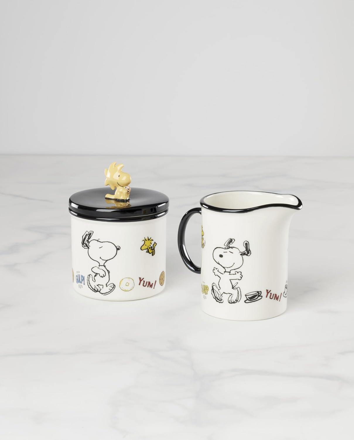 Juego 2 Pzas Azúcar y Crema Porcelana Diseño Chef Snoopy