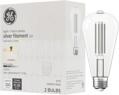 Filamento plateado ST19 40W 2 Bombillas