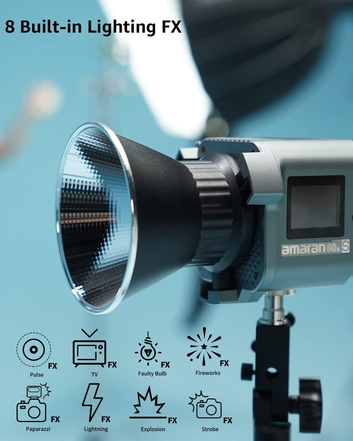Luz video LED Amaran 60d 65W montura Bowens control app
