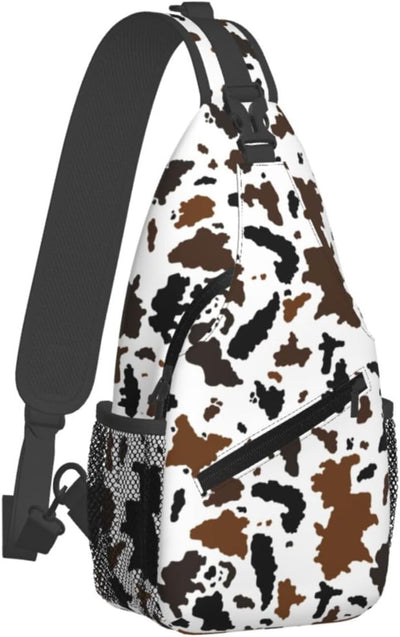 Bolso cruzado estampado vaca para viajes senderismo ciclismo