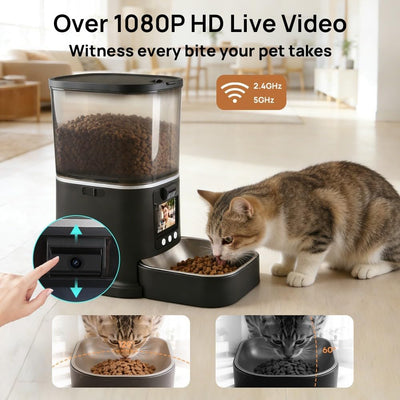 Comedero automático para gatos y perros 5L con cámara 3MP HD y WiFi