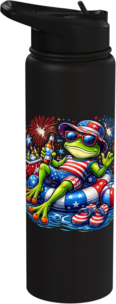 Bottle de agua aislada estampado bandera USA con ranura para frío