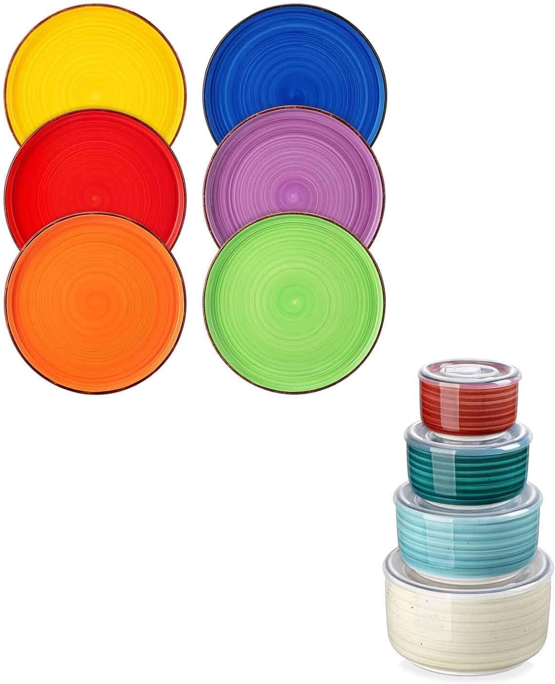 Set 4 Platos Ensalada Cerámica Con Tapas 8.5pulg