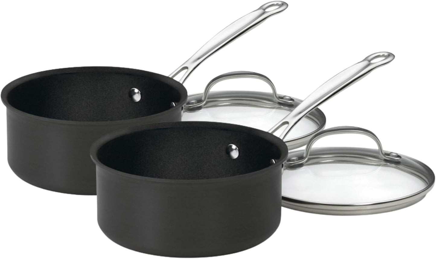 Sartén acero inox con tapa 1.5qt negra set 2
