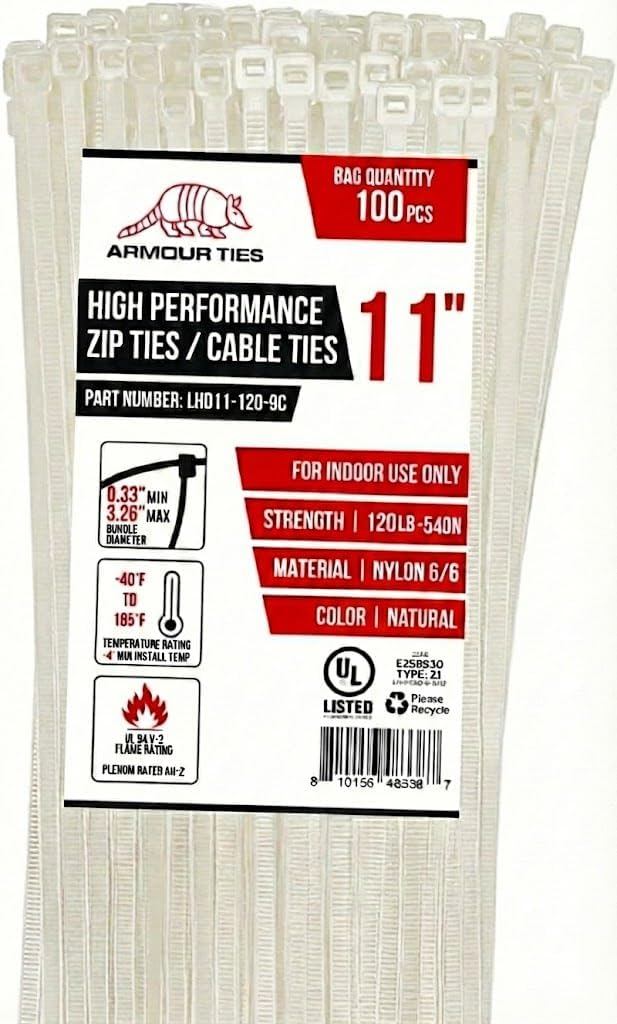 Bridas blancas nailon 11pulg resistencia 120lb set 100