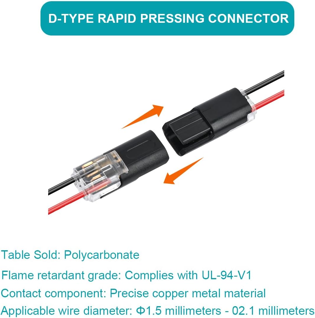 Conectores cable bajo voltaje 2 pines D2 pack 30 pzas