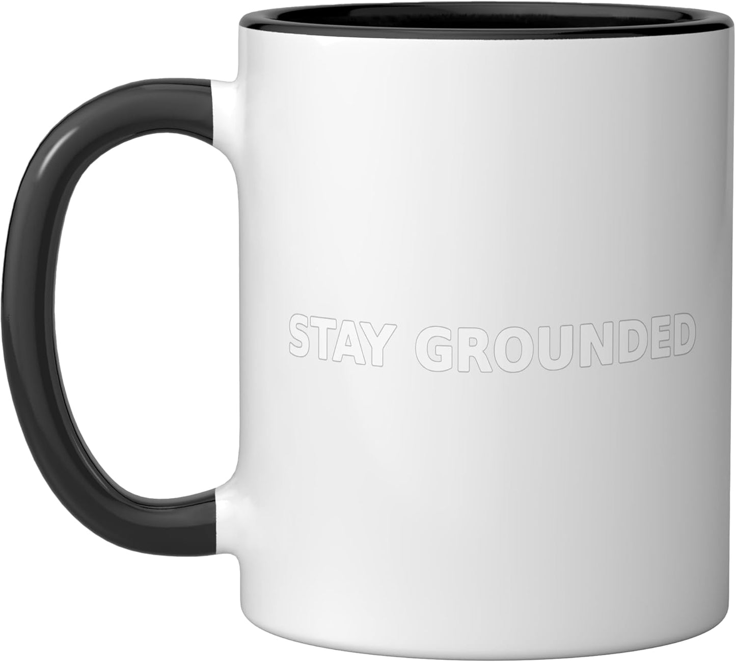 Taza de cerámica para meditación con tipografía Stay Grounded