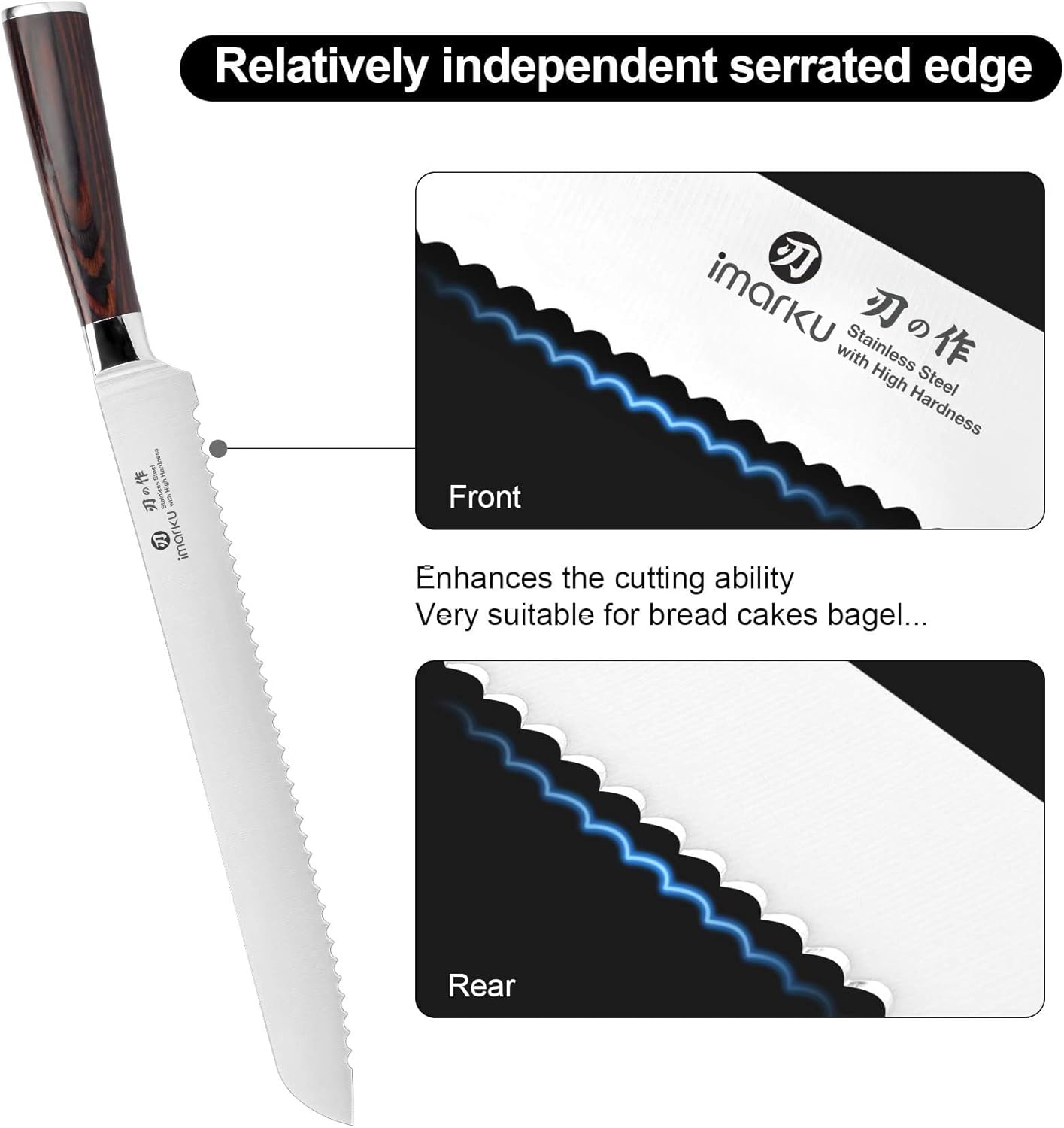 Set 4 Cuchillos de Pan 10pulg Chef 8pulg Nakiri 7pulg