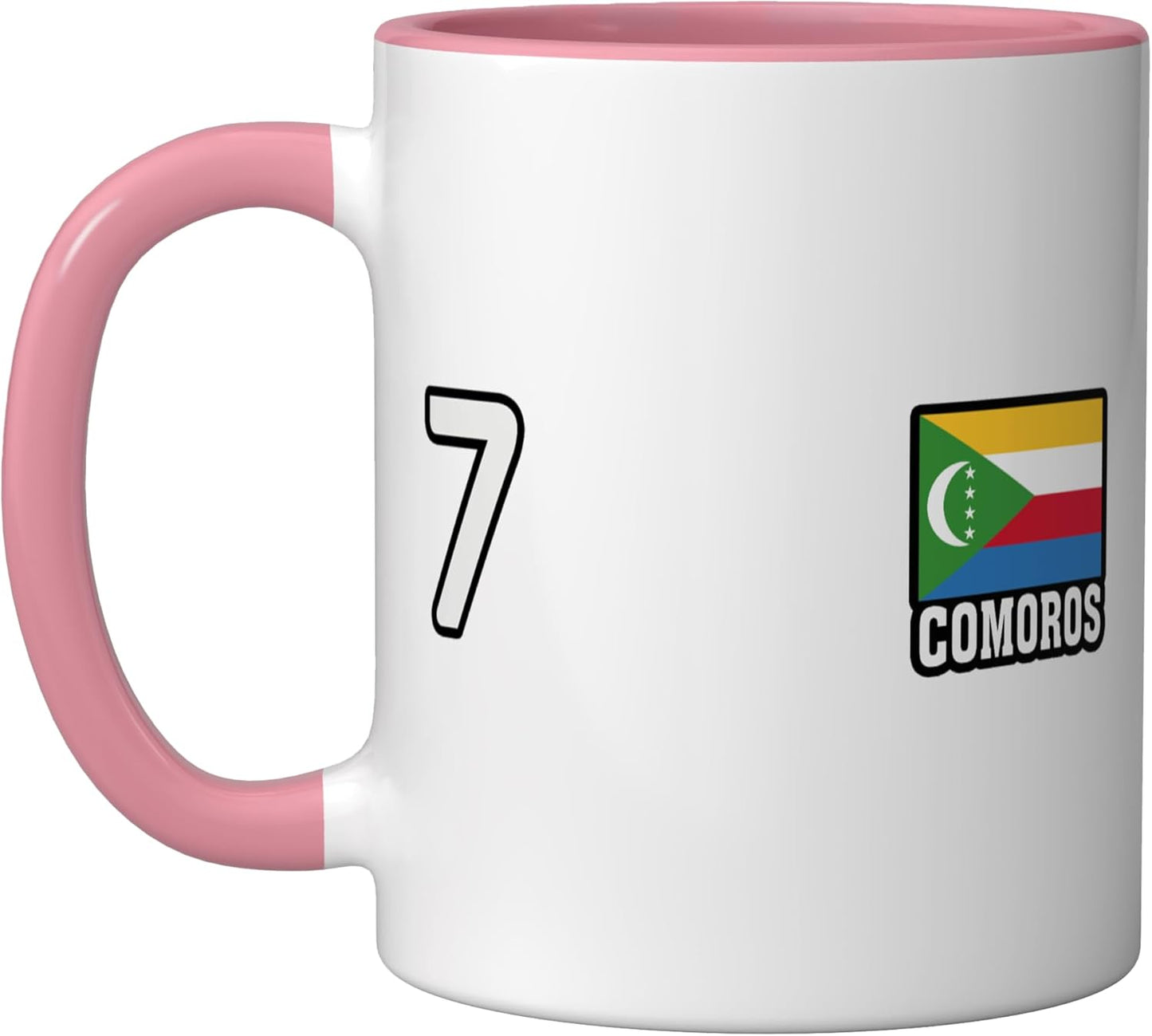 Taza Cerámica Bandera Comoros Rosa/Blanco