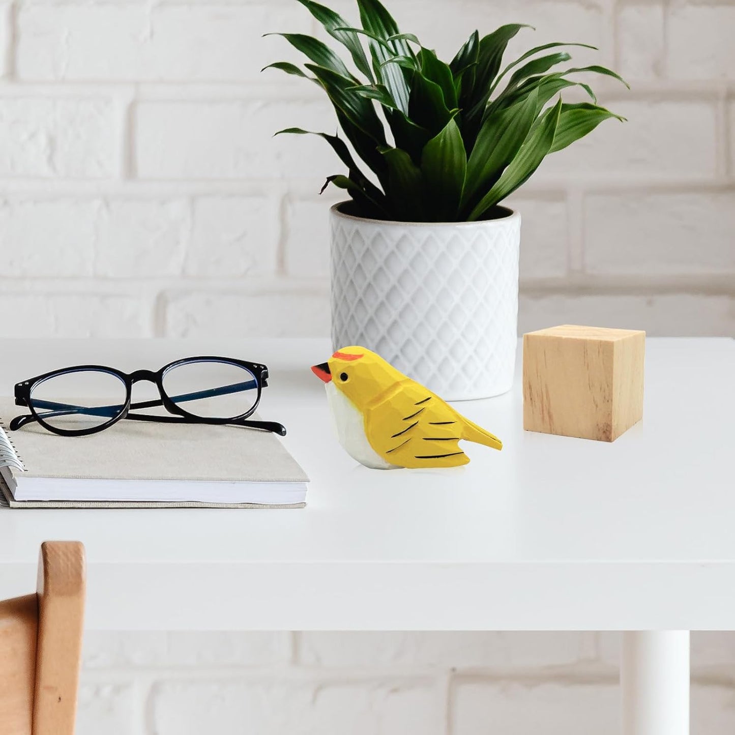 Figura pájaro madera tallada a mano decoración hogar