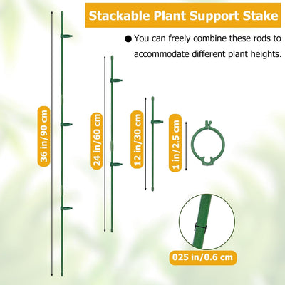 20 Estacas Soporte Plantas 12pulg con 40 Clips y 10 Tubos Orquídeas