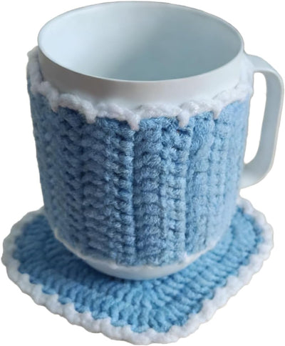 Juego de tazas de café de ganchillo acogedoras 14 oz reutilizables hechas a mano