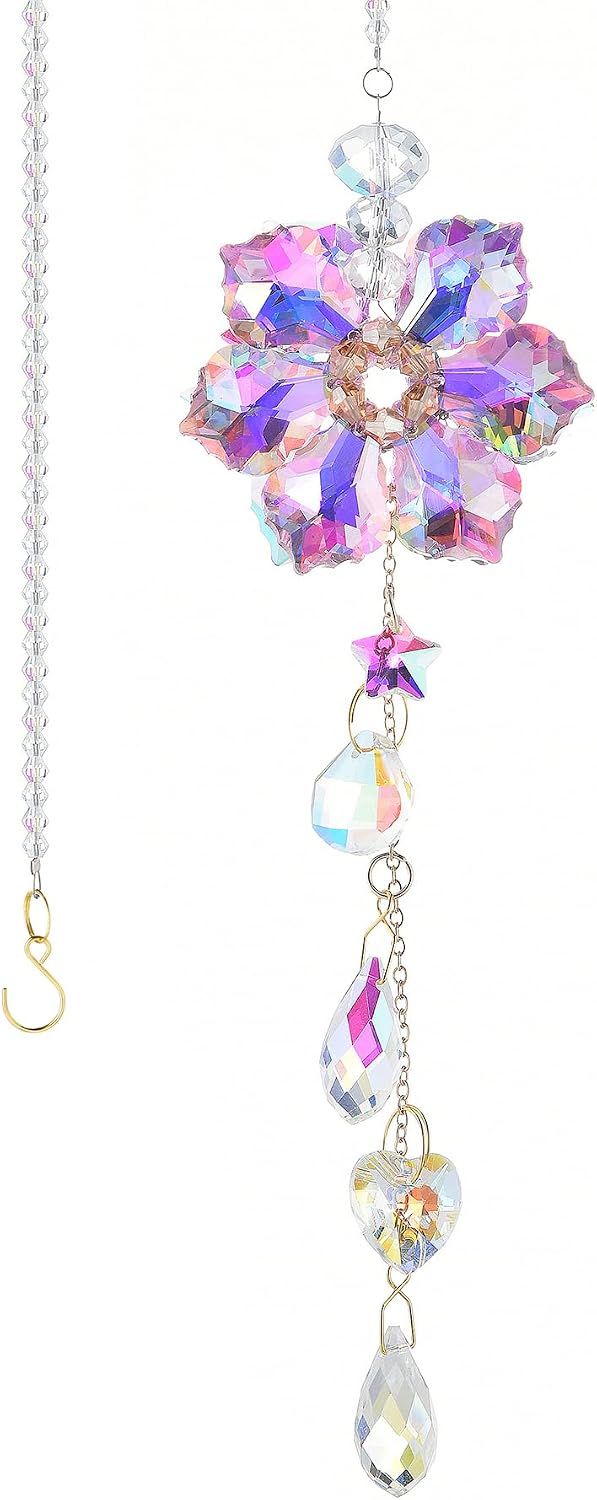 Atrapasoles cristal colgante decoración ventana rosa