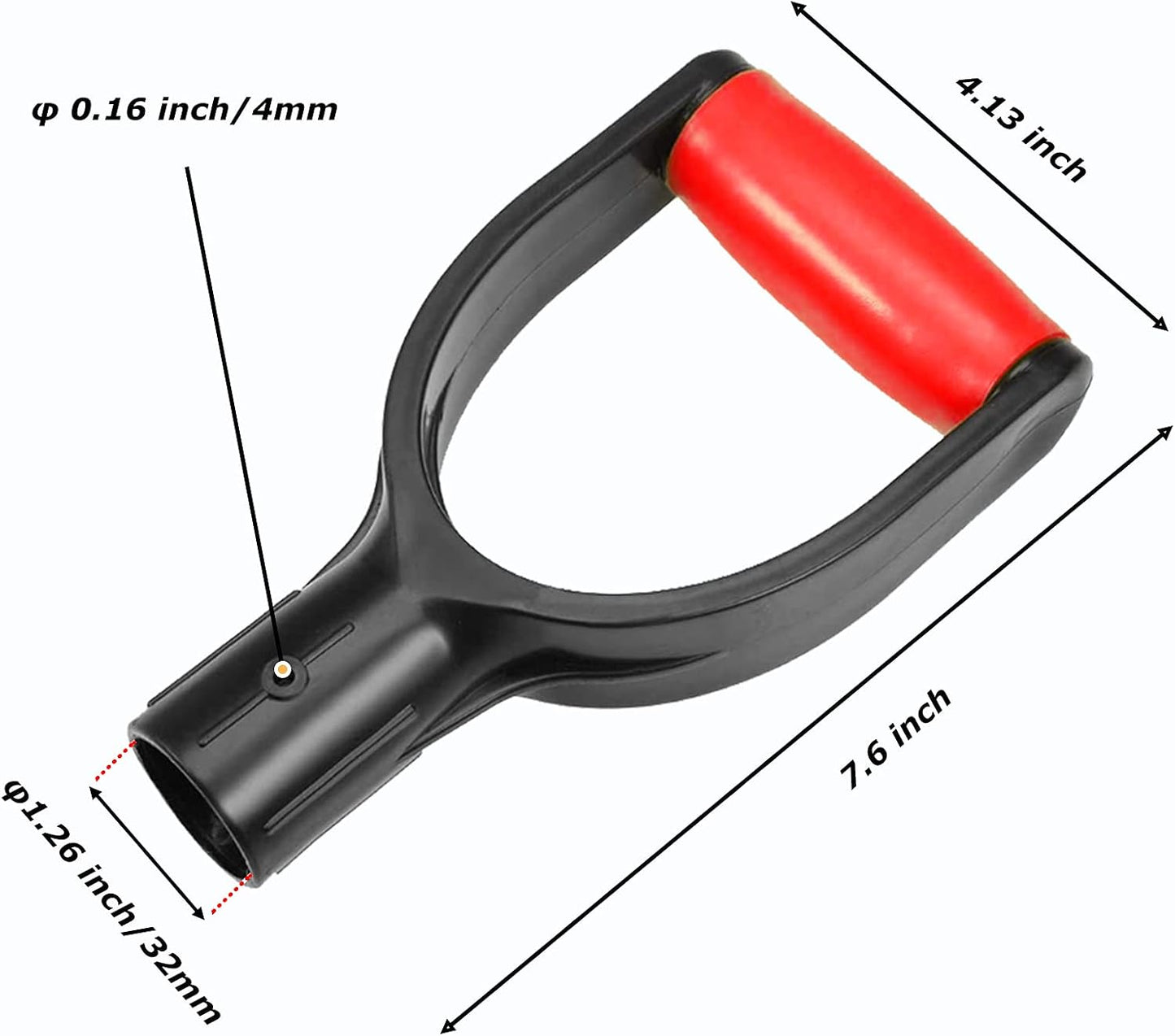 Mango pala plástico agarre D 32mm accesorio nieve y rastrillo rojo