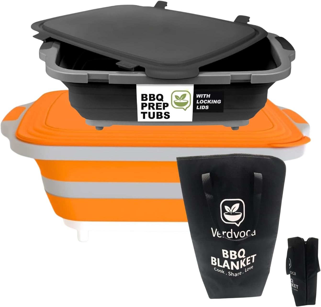 Set Tinas Barbacoa Plegables 30L 16L Manta Carne Aislada 21pulg