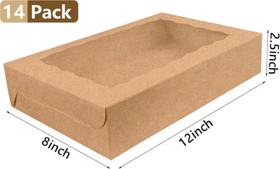 Caja de panadería marrón con ventana 12 x 8 pulgadas para galletas y horneados