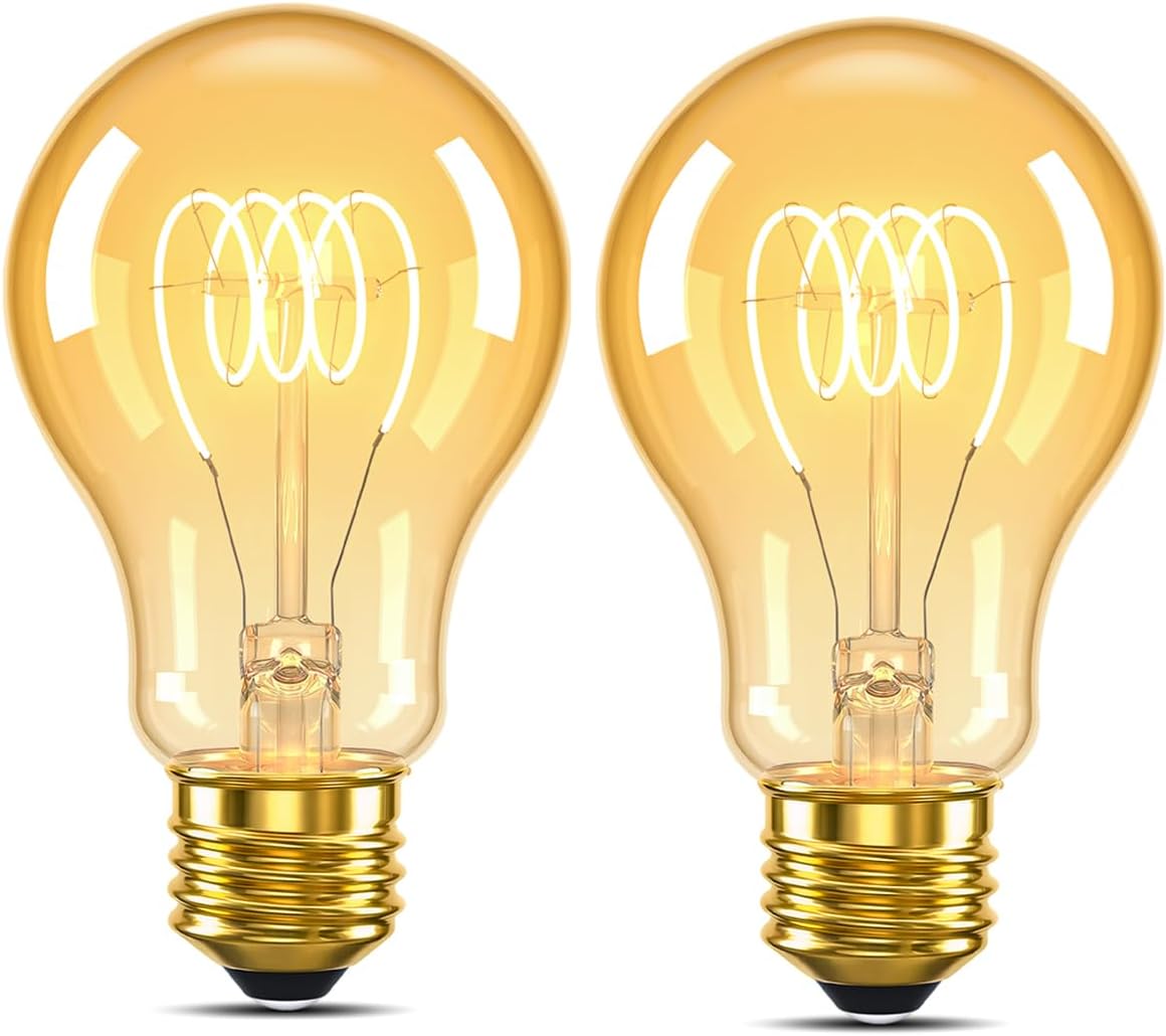 Bombillas LED Edison A19 E26 regulables vintage ámbar 2200K