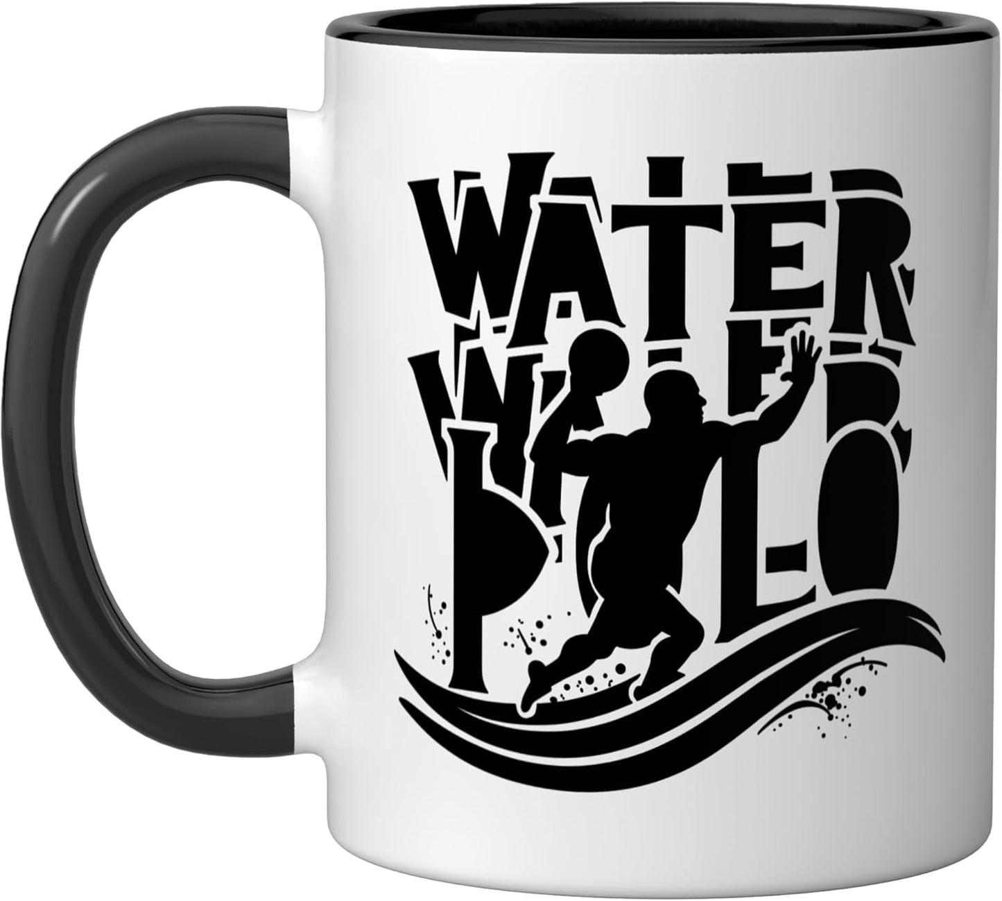 Taza Cerámica Deportiva para Water Polo Negro/Blanco