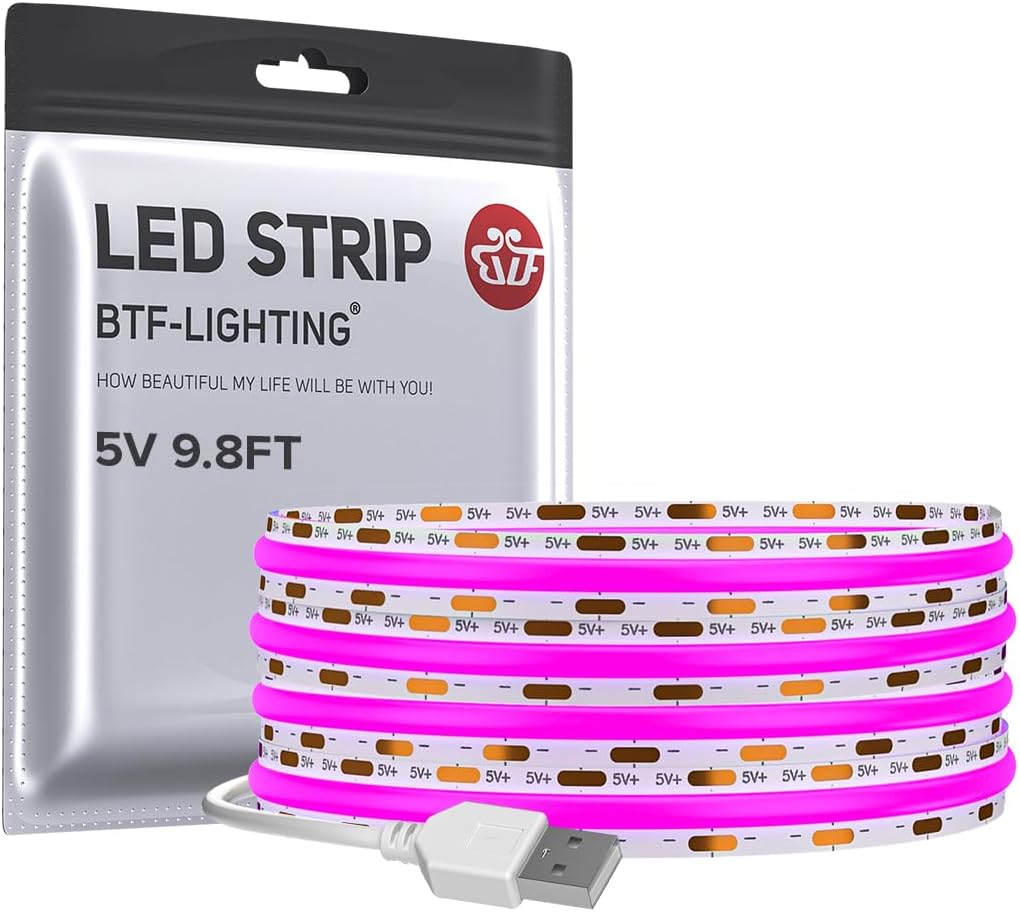 Tira luces LED COB USB púrpura 3m 960LEDs flexible