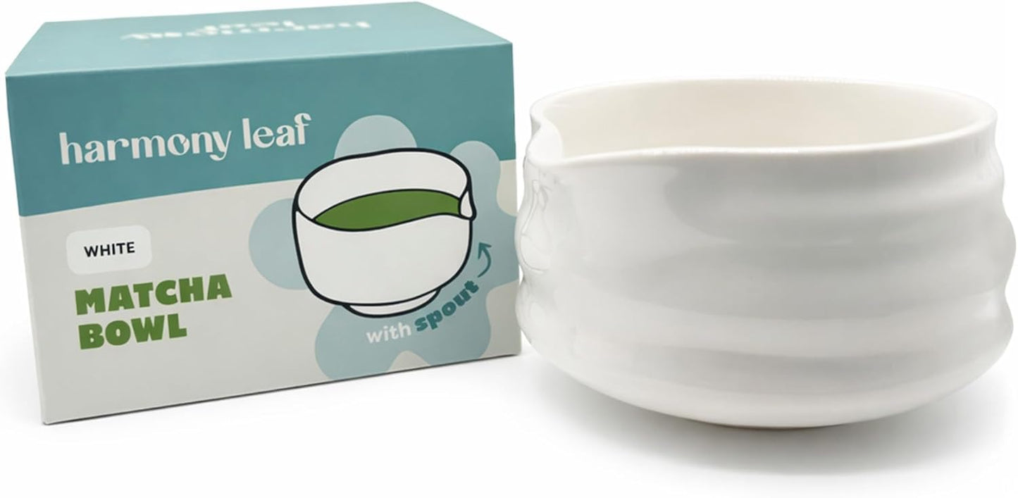 Tazón de cerámica para matcha Harmony Leaf con boquilla